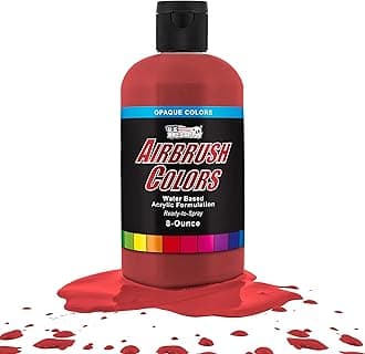 U.S. Art Supply Opaque Bright Red Acrylic Special Effects Airbrush Paint - 8oz Ready to Spray Air Brush Paint for Nails, Models, Fabric - Water-Based Air Brush Painting