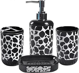 4 Piece Bathroom Accessory Set - Includes Soap Dispenser, Toothbrush Holder, Tumbler, and Soap Dish