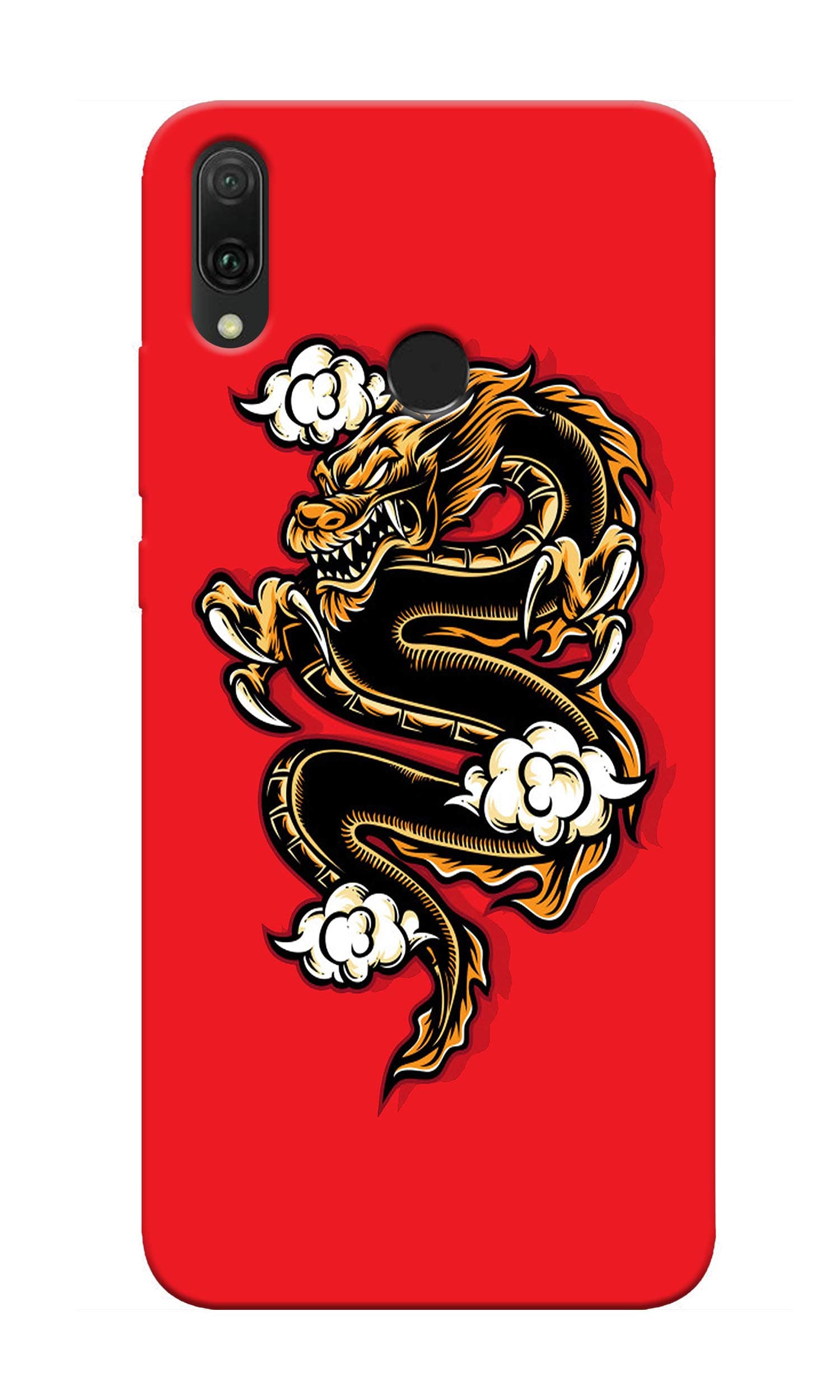 Amuktaa Danger Dragon in red Color Designer Printed Hard Plastic Mobile Case Back Cover for Huawei Y9
