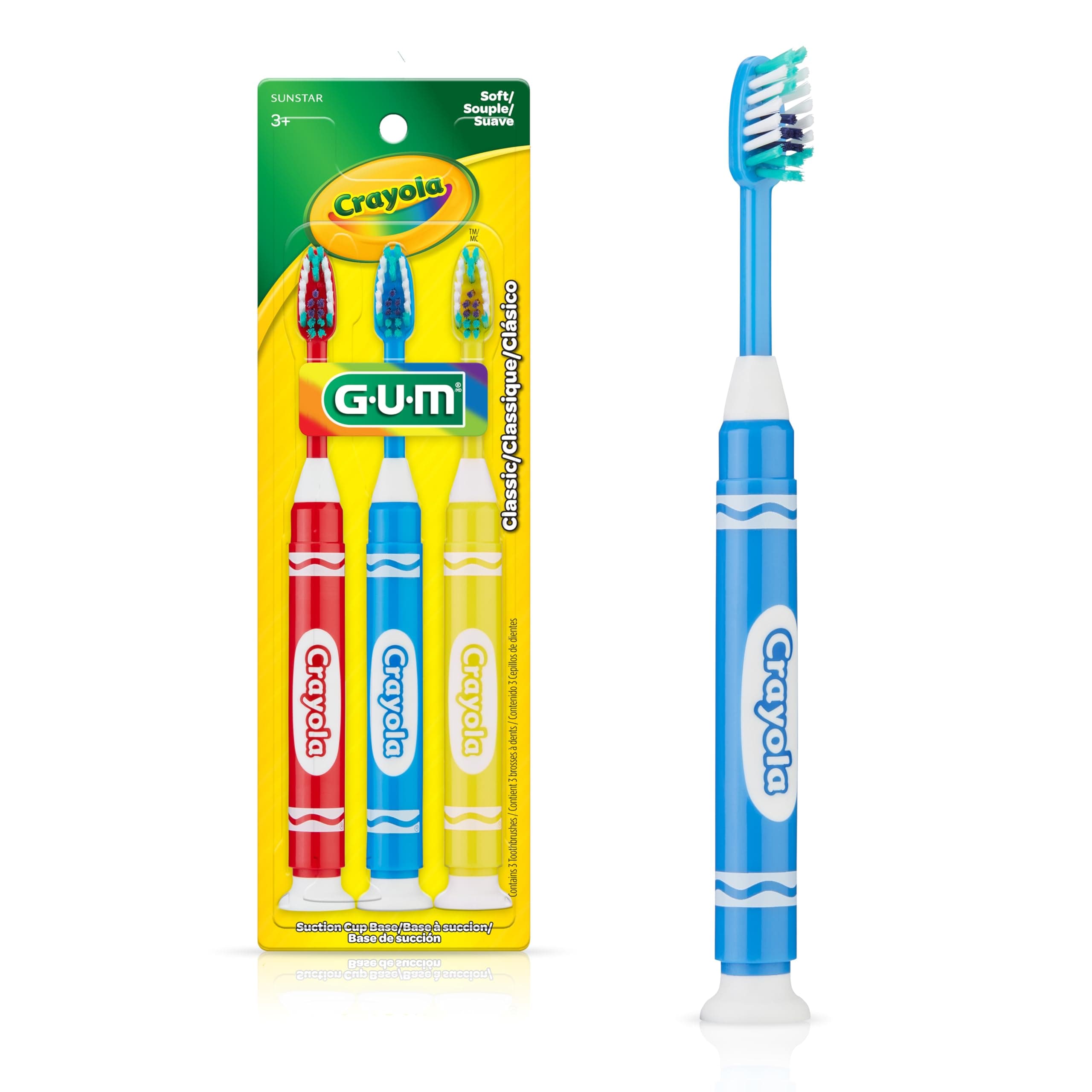 GUM-227JM Crayola Kids' Metallic Marker Toothbrush, Soft, Ages 5+, Assorted Colors, 3 Count
