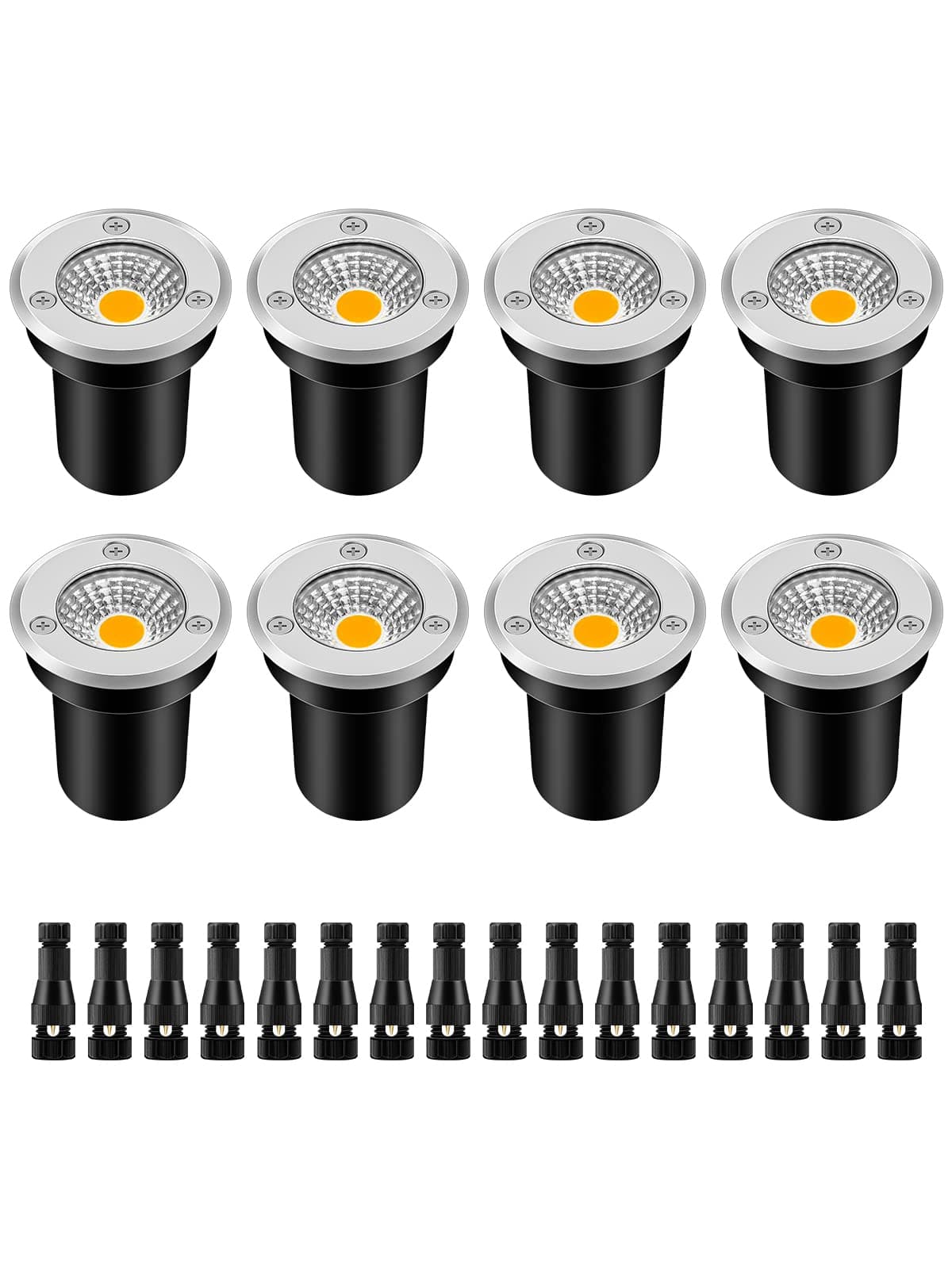 ZUCKEO Low Voltage Landscape Lights LED Well Lights 3W 12V-24V in Ground Light IP67 Waterproof Outdoor Low Voltage Landscape Lighting for Floor Driveway Deck Step Garden (8 Pack Warm White)