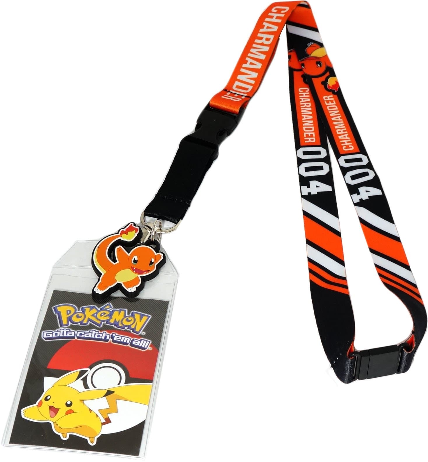 Bioworld Pokemon Charmander 004 Lanyard with ID Badge Holder & PVC Rubber Charm