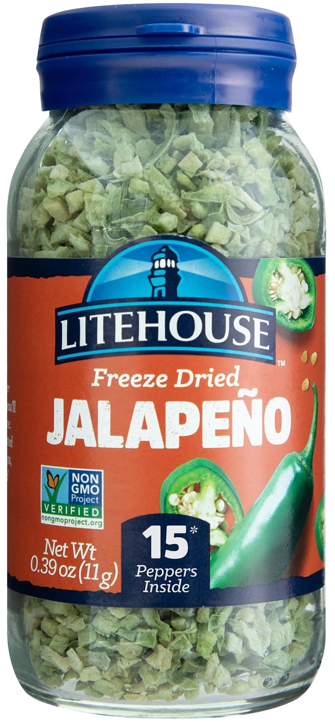Freeze Dried Jalapeno Peppers - Freeze Dried Pepper, Substitute for Fresh Jalapeno, Dried Pepper Flakes, Non-GMO, Gluten-Free - 0.39 Ounce