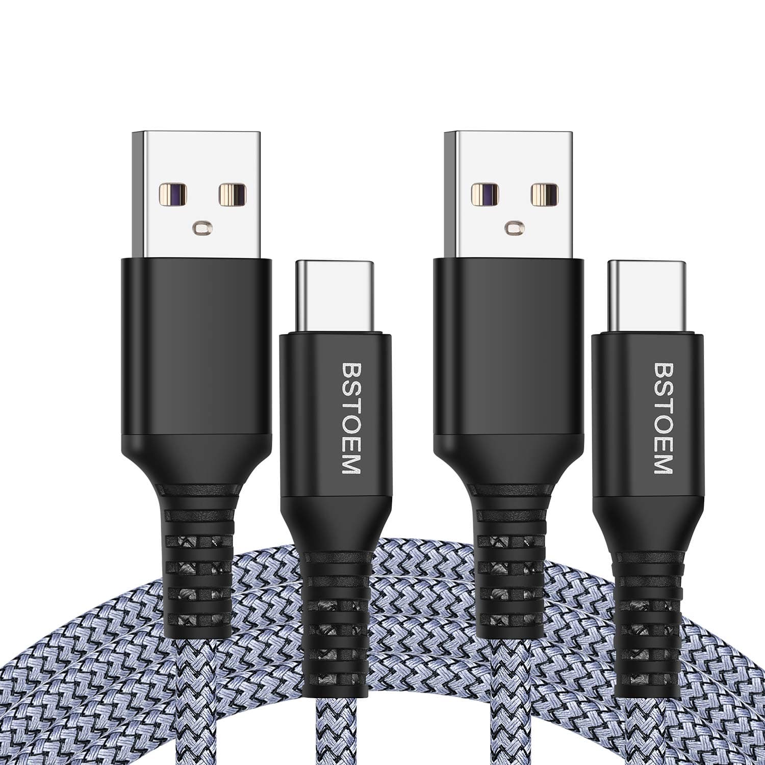 Long USB Type C Cable 3A Fast Charging, BSTOEM 2Pack 7ft USB-A to Type-C Quick Charger Braided Cord Compatible with Samsung Galaxy S10 S10E S9 S8 Plus Note 10 9 8,Moto Z,LG USB C Charge