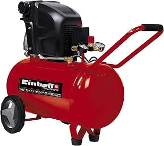 Einhell50L Oil Lubricated Air Compressor - 10 Bar, 145 PSI, 240V, 1800W Long-Life Motor, Pressure Reducer, Safety Valve - TE-AC 270/50/10 Compressed Air Pump For Workshops, 3 Year Warranty