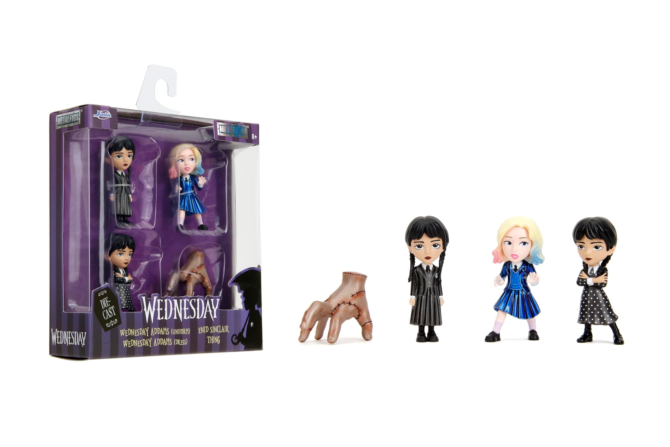 Wednesday 2.5" Metalfigs 4-Pack – Durable Die-Cast Collectible Figurines – Includes Wednesday, Enid, Thing, Morticia – Ages 8+ – Vibrant Color Details, for Collectors & Fans