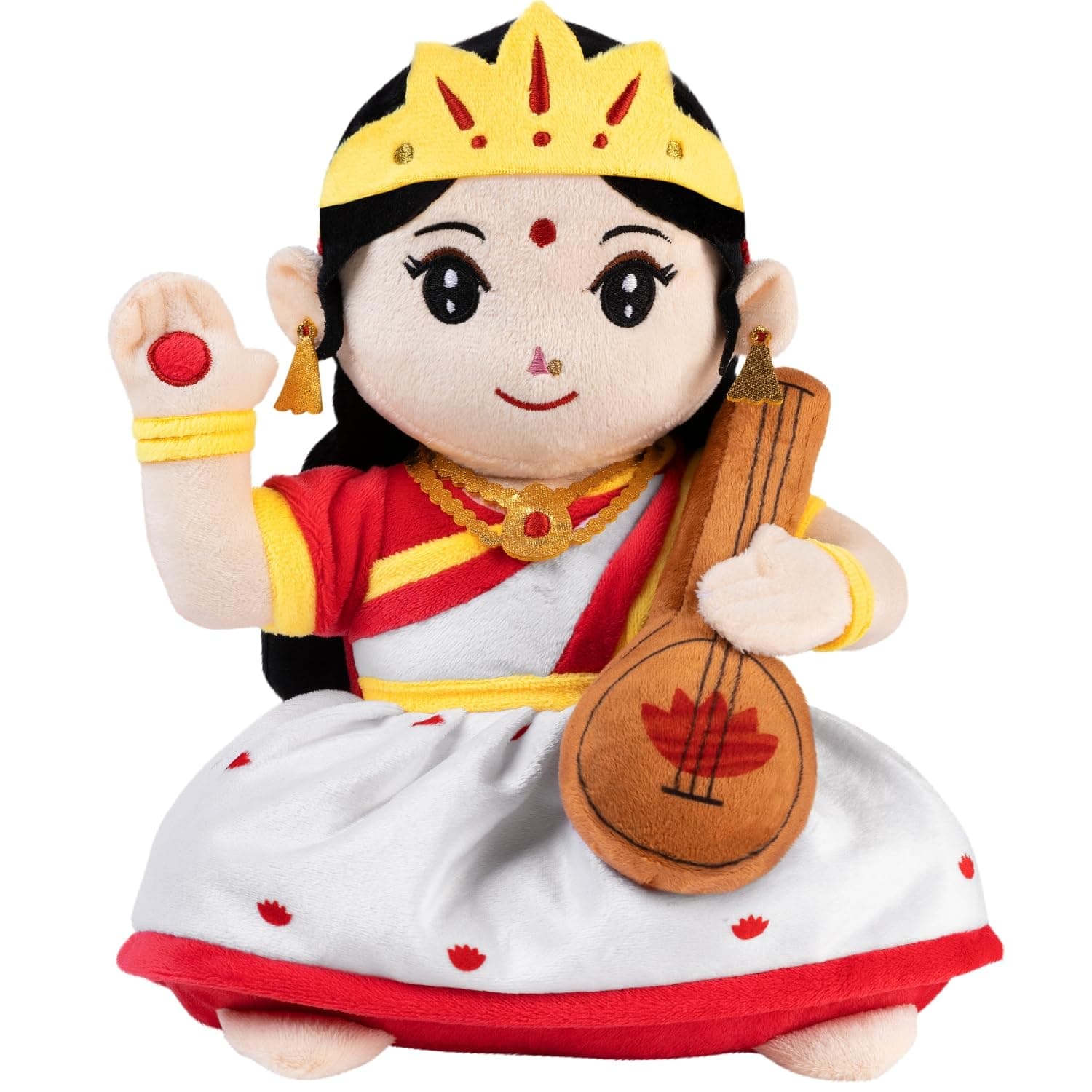 Panda's Box Mantra Chanting Devi Saraswati (11 Inches) | Musical Soft Plush Toy | Best Gift for Infants, Toddlers & Babies