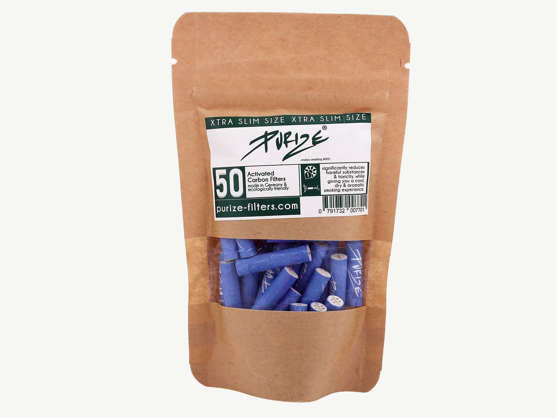 Super Slim 50 x 1 Activated Charcoal Smoking Filter Carbon Cigarette Tips 5.9mm By Rolling Filters (Blue)