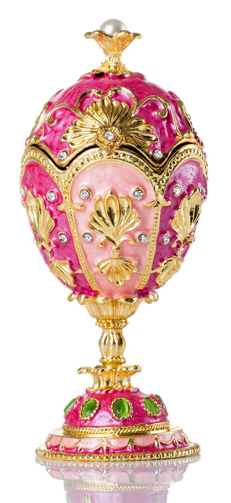 SEVENBEES Hand Painted Enameled Faberge Egg Decorative Hinged Jewelry Trinket Box Unique Gift for Home Decor