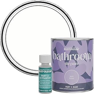 White Water-Resistant Bathroom Tile Paint in Matt Finish - Chalk White 750ml