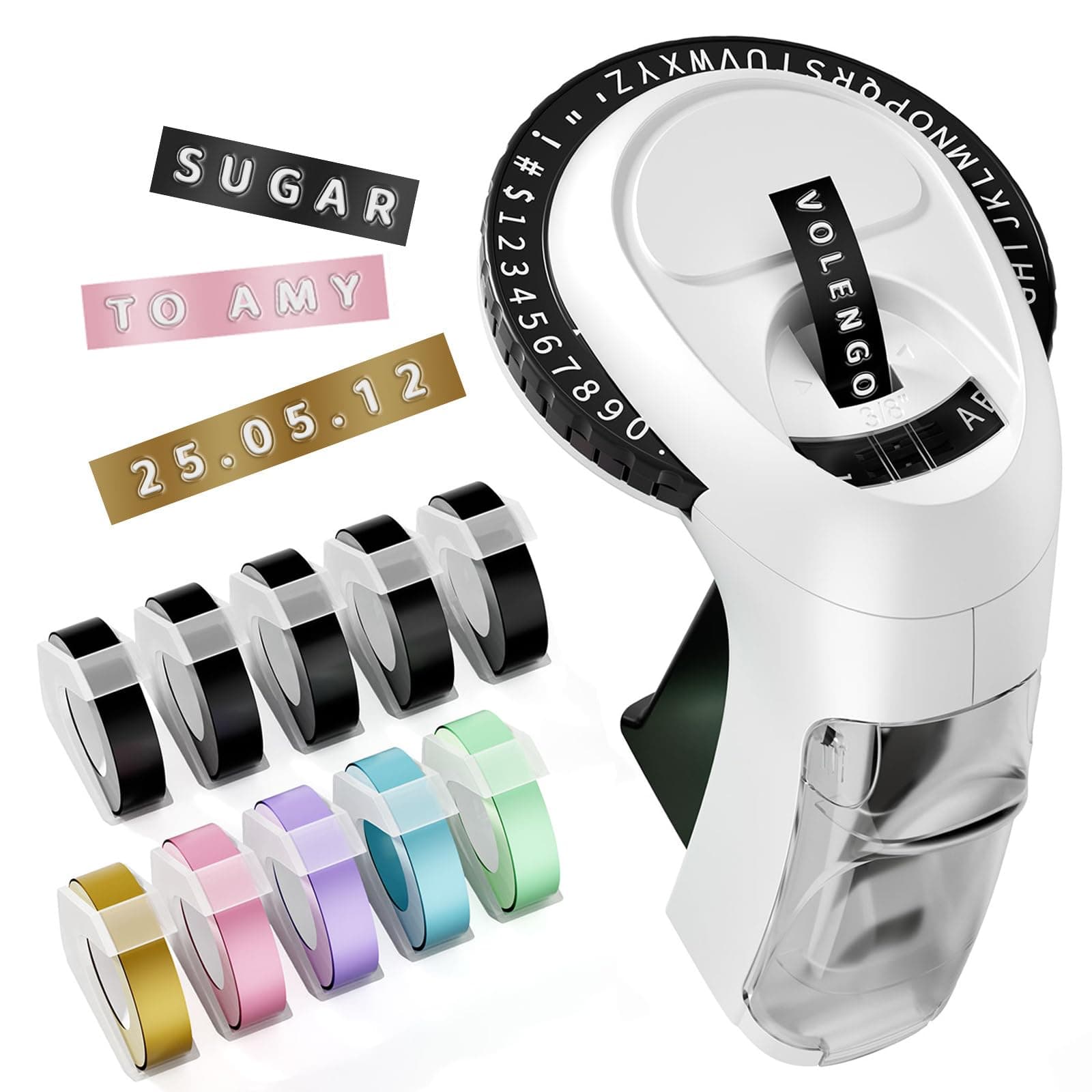 Embossing Label Maker, Scrapbook Supplies Junk Journal Kit, Vintage Embossed Label Maker Machine with 10-Roll Color 3D Tapes, Retro Manual Embosser for Home DIY Crafts & Scrapbooking, Omega-S