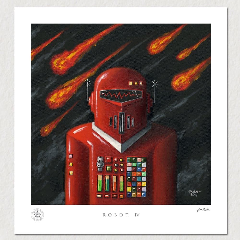 "Robot IV" Artwork Print, Vintage Tin Robot Artwork Print By John Padlo