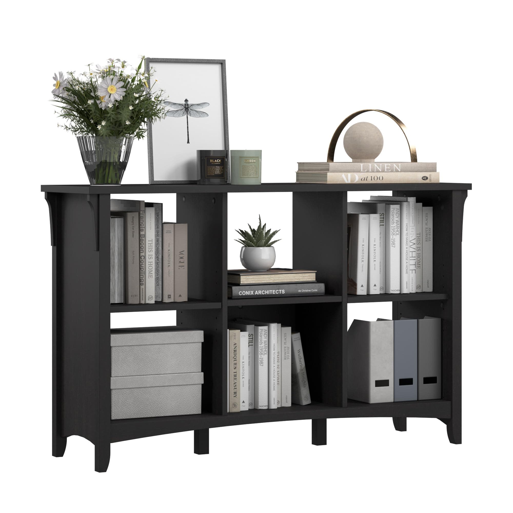 Salinas 6 Cube Organizer in Vintage Black, Office Storage Solution, Home Organizer with Open Shelving, Compact Unit for Books and Supplies