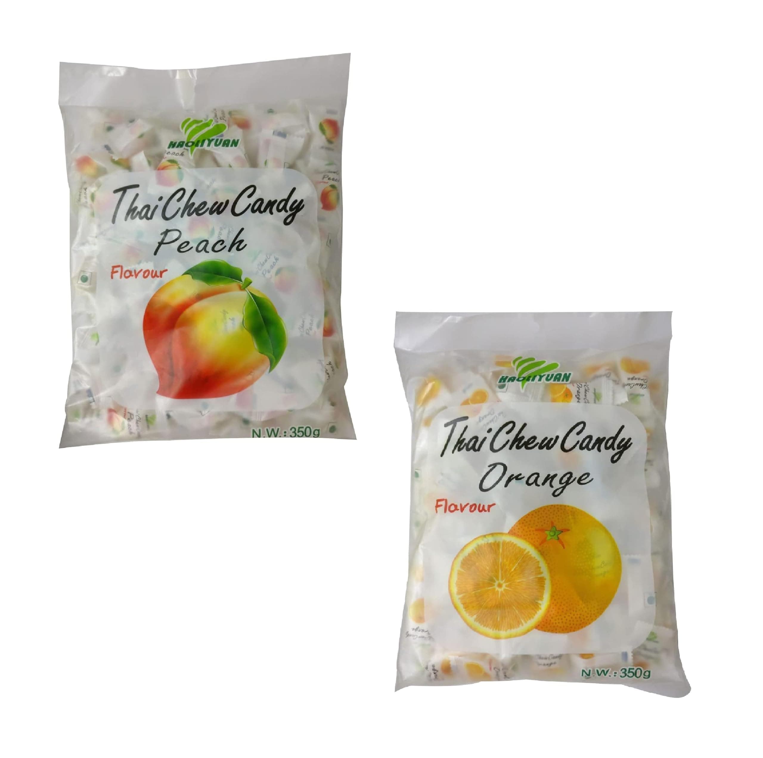 Haoliyuan Thai Chew Combo Flavored (Orange Candy, Peach Candy) 350gm (Pack Of 2)