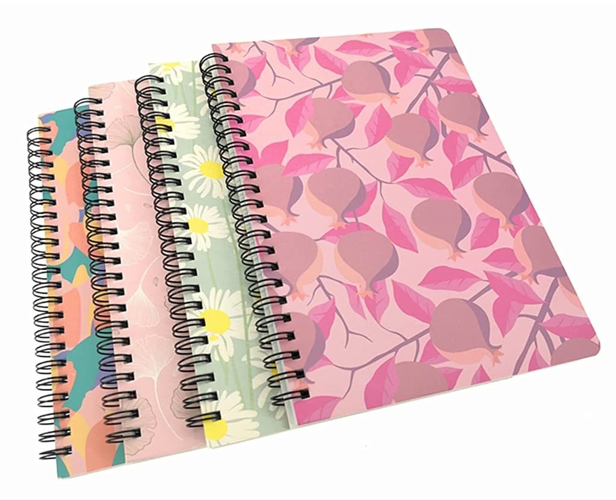 MAKINGTEC4 Pack A5 Spiral Notebook Journal,Wirebound Ruled Sketch Book Notepad Diary Memo Planner, A5 Size (8.3X5.7") & 80 Sheets (Leaf & Flower)
