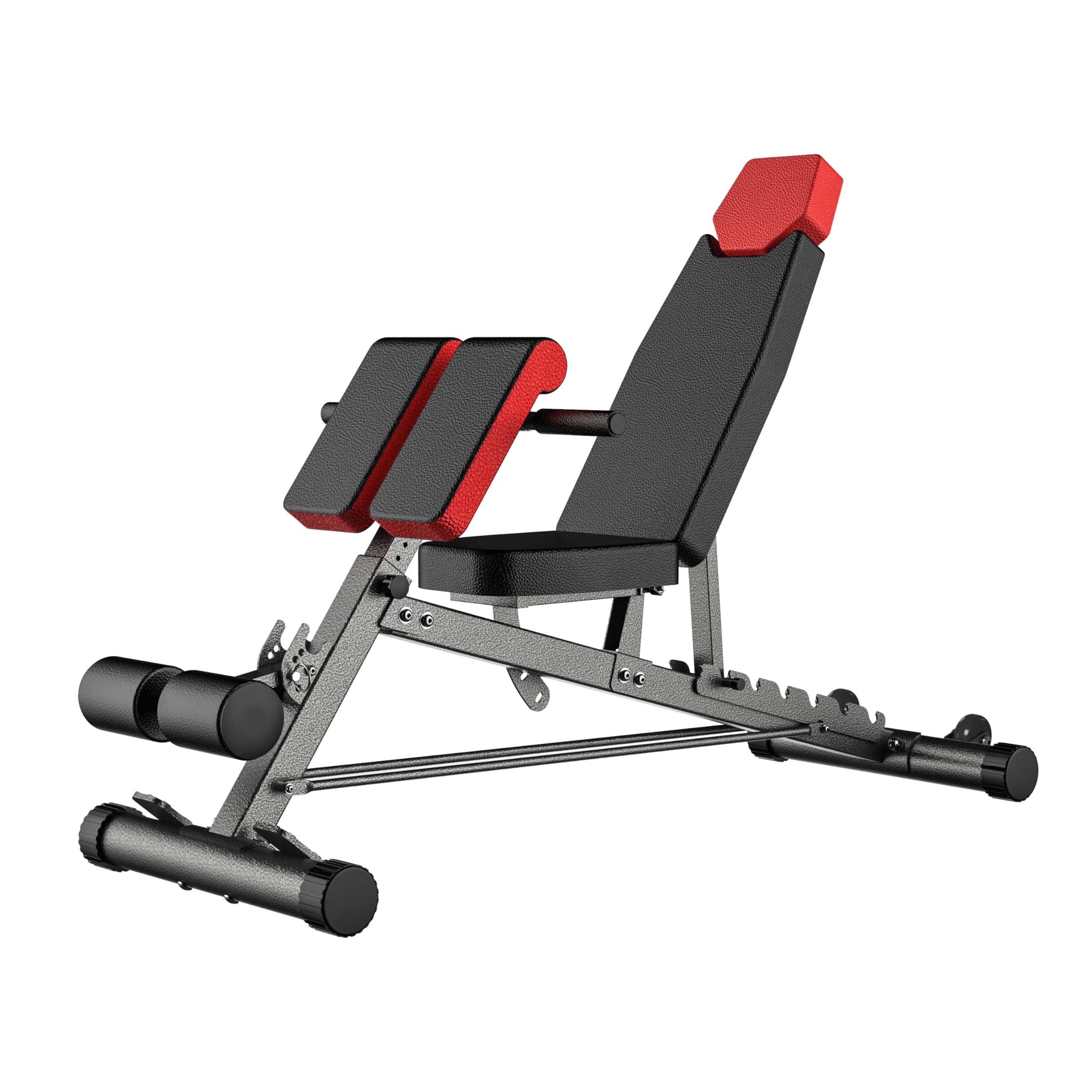 Finer Form Multi-Functional FID Weight Bench for Full All-in-One Body Workout – Hyper Back Extension, Roman Chair, Adjustable Ab Sit up Bench, Incline Decline Bench
