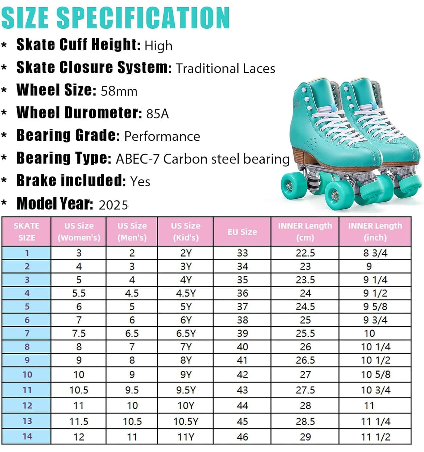 PAPAISON Roller Skates for Women and Men, Deluxe 2 Layer Microfiber Leather Double Row-Classic Roller Skates for Girls, Professional Outdoor Indoor Quad-Skates for Kids & Adults…