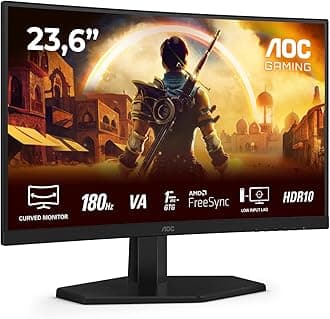 AOC C24G42E 23.6 inch FHD Gaming Monitor Curved, 180Hz, VA Panel, 0.5ms MPRT, Adaptive Sync, HDR10, FreeSync, Speakers (1920x1080 HDMI 2x 2.0 DP 1x 1.4) Black