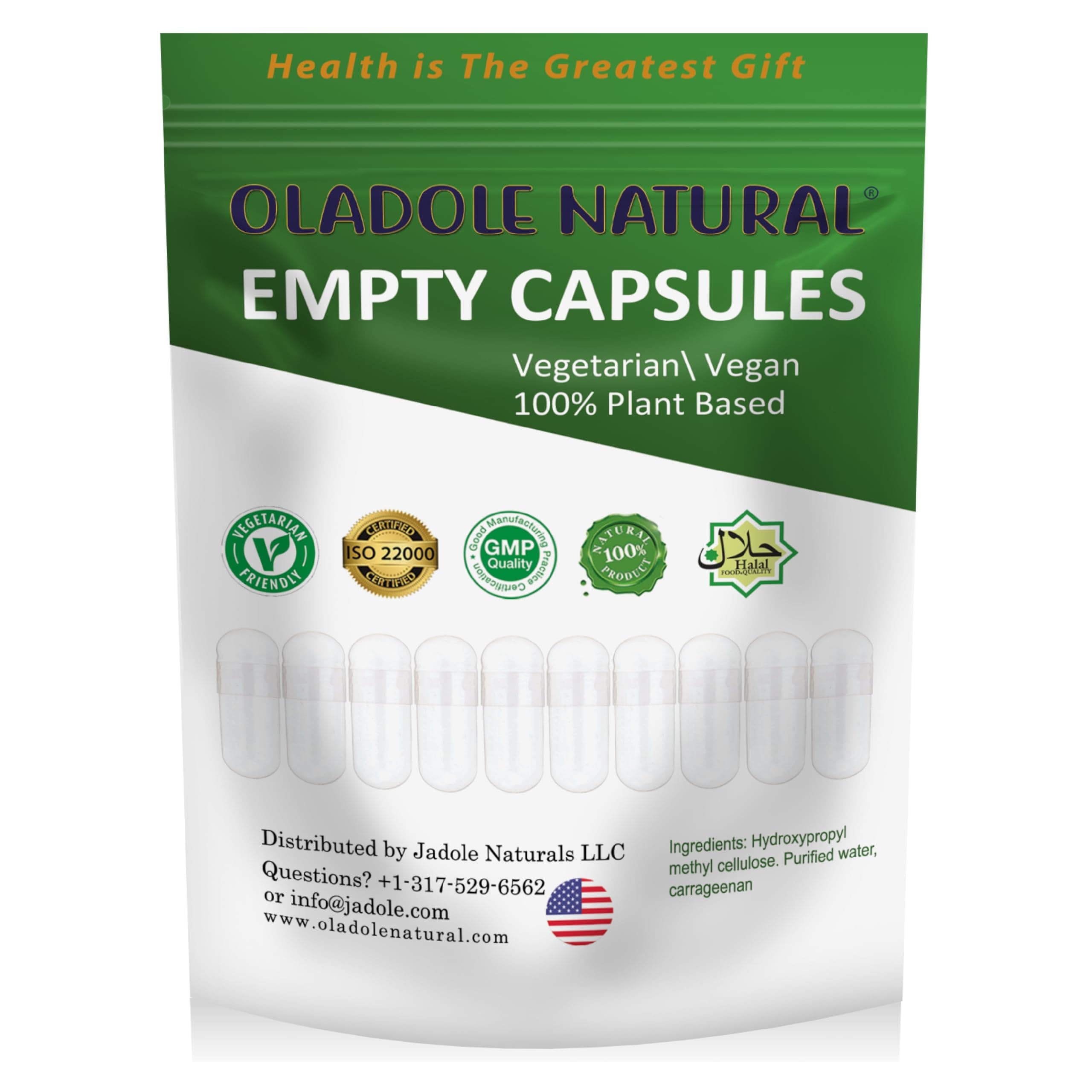 Empty Capsules Size 0 Clear Vegan/Vegetarian Halal Plant Based, 25g - About 250 Caps