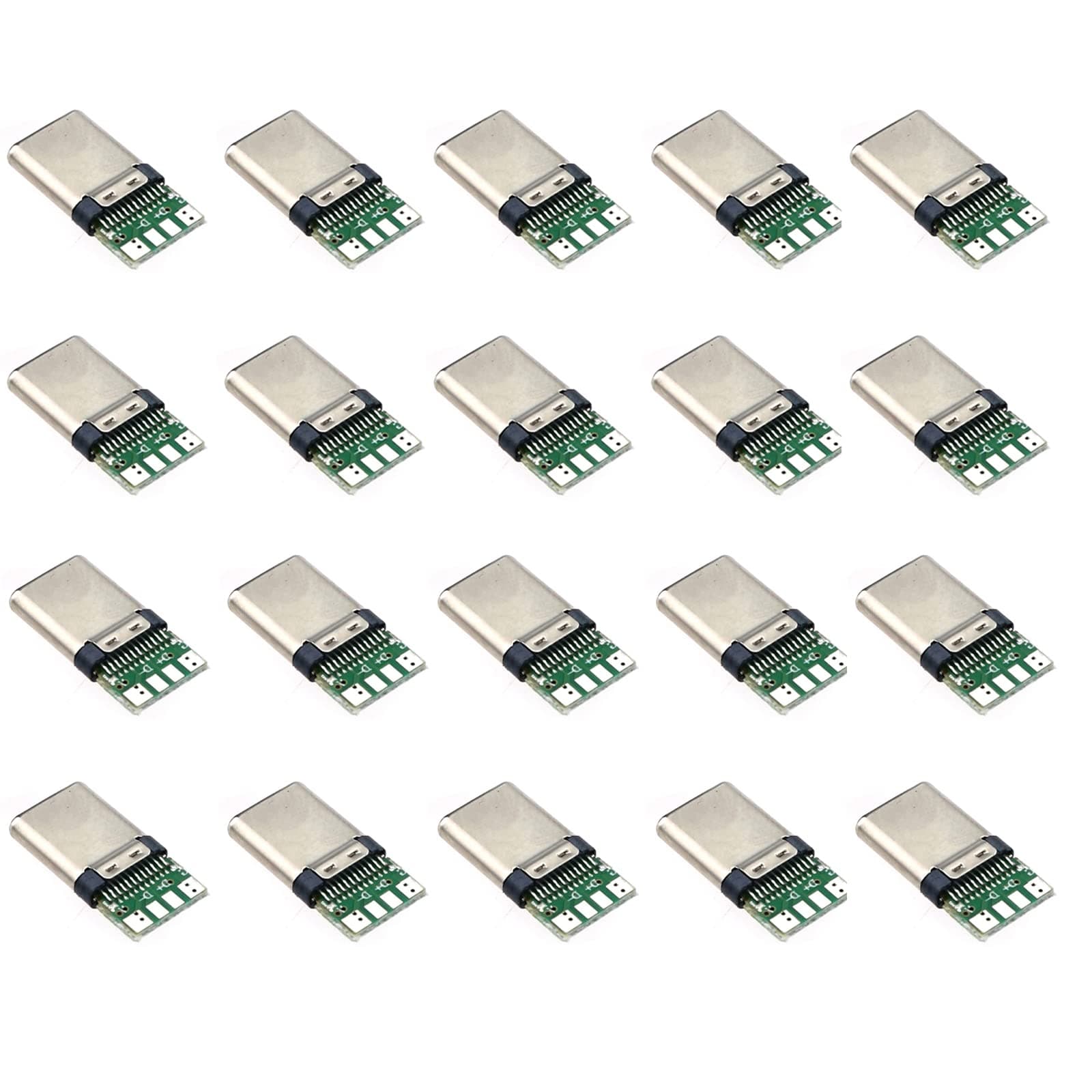 20 Pcs USB 3.1 Type C Male Plug Socket Connector with PCB Board 24 Pin DIY Data Line Interface Male Socket
