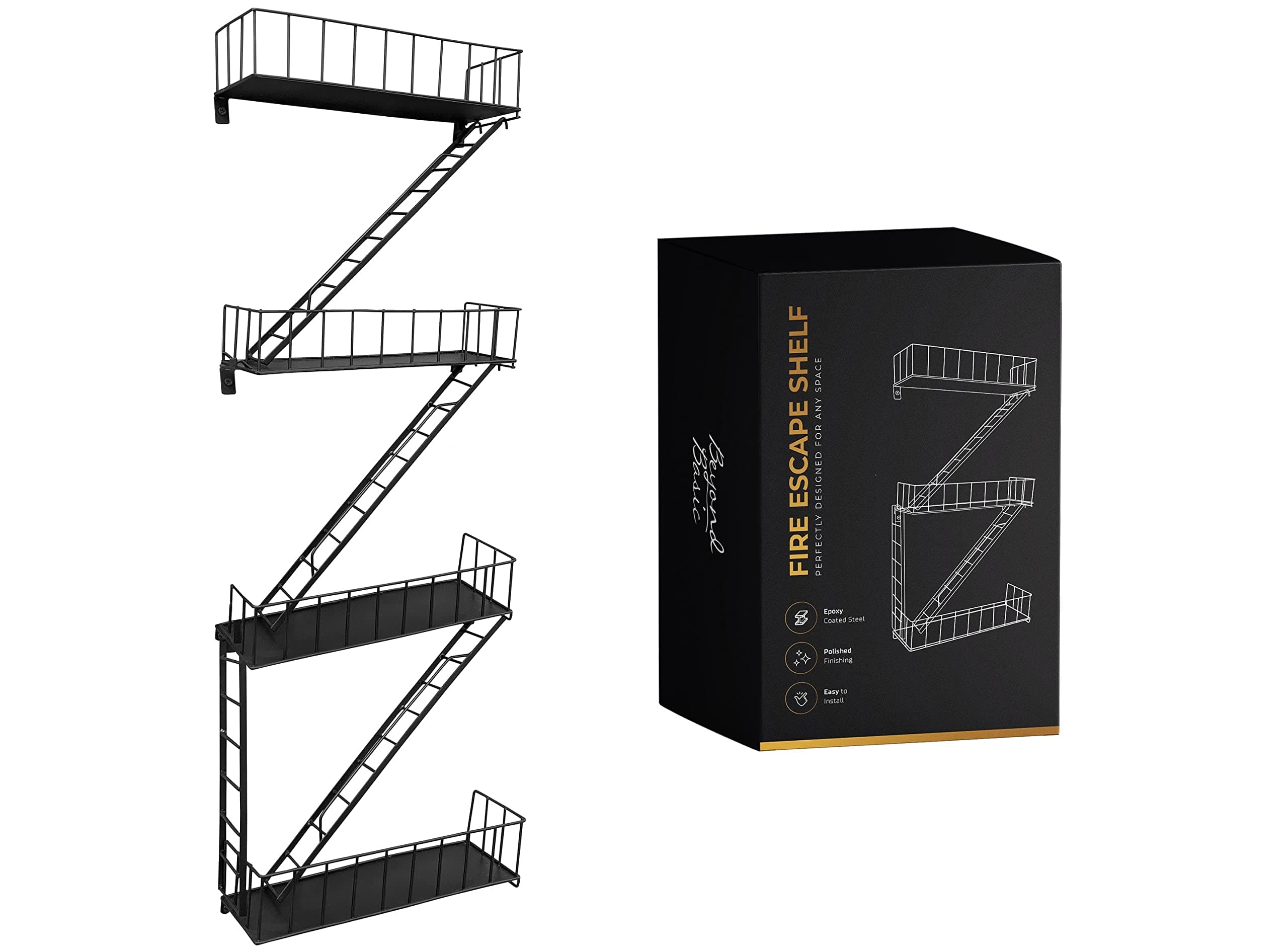Beyond Basic Fire Escape Shelf - Versatile New York Inspired Modern Floating Hanging Wall Shelves Make a Great Action Figure or Planter Prepare to Receive Compliments for This Shelf