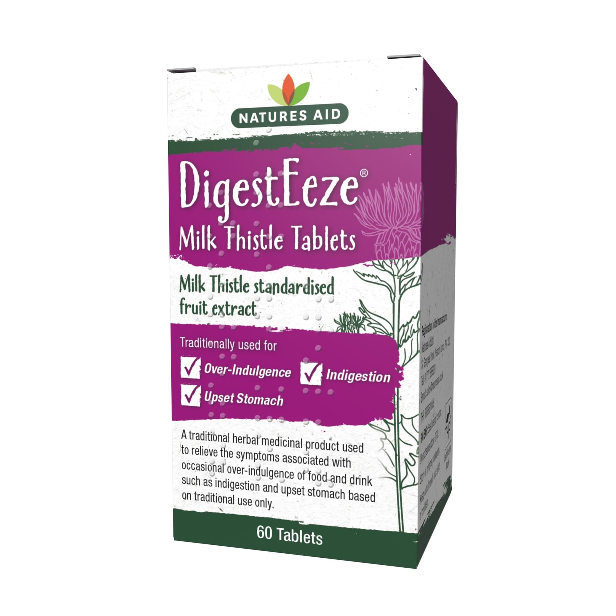 DigestEeze Milk Thistle 60 Tablets – Supports Liver & Digestive Health – High Strength Silymarin – Vegan, Non-GMO, Gluten-Free – Traditional Herbal Remedy for Indigestion Relief