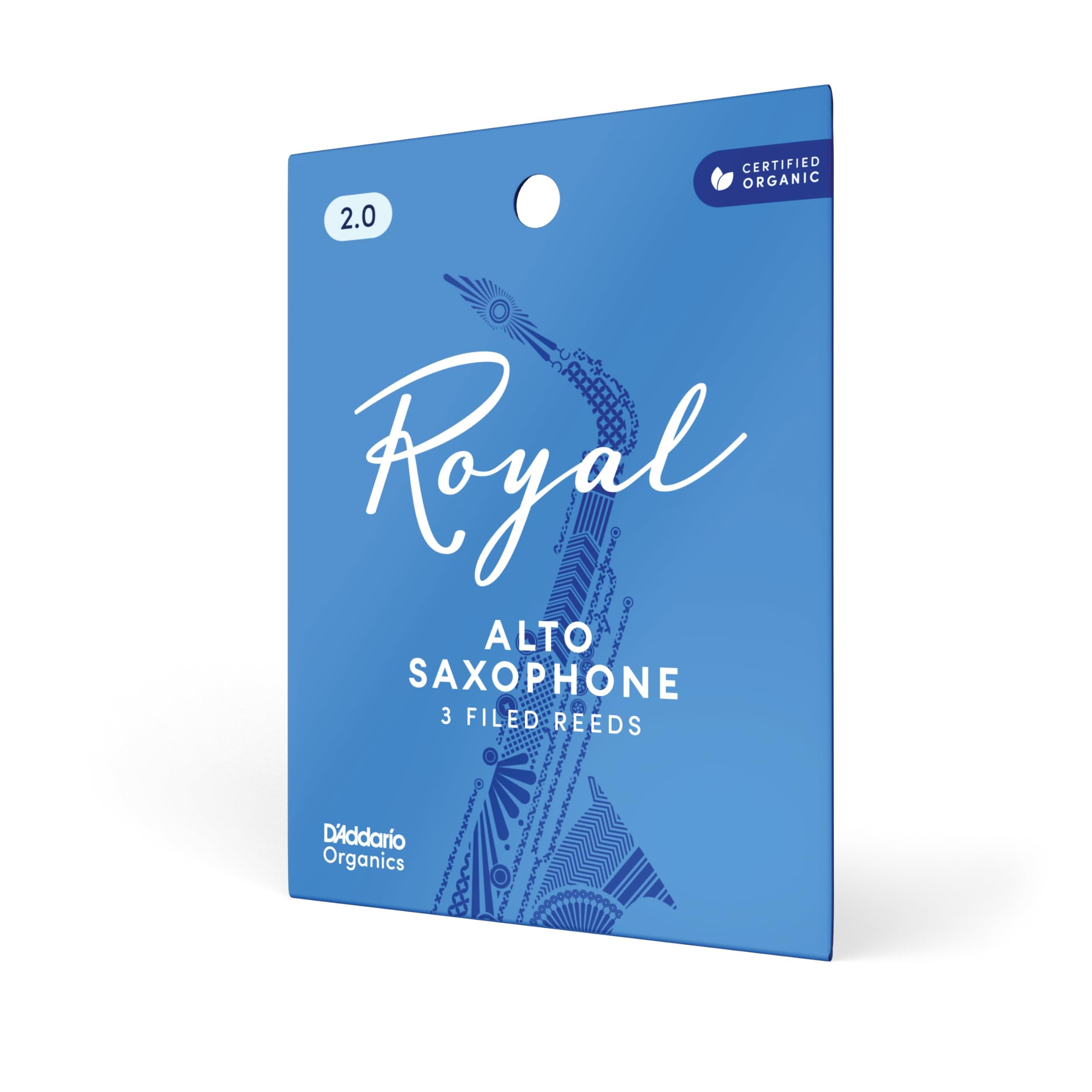 Woodwinds Royal Saxophone Reeds - Alto Sax Reeds with Strong Spine - Alto Saxophone Reeds Great for Classical or Jazz - Strength 2.0, 3-pack