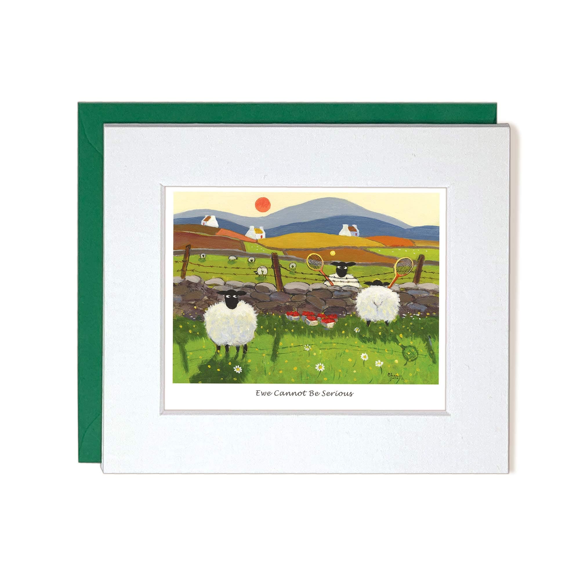 "Ewe Cannot Be Serious" Mounted Greeting Card by Thomas Joseph - Sheep - Tennis Players