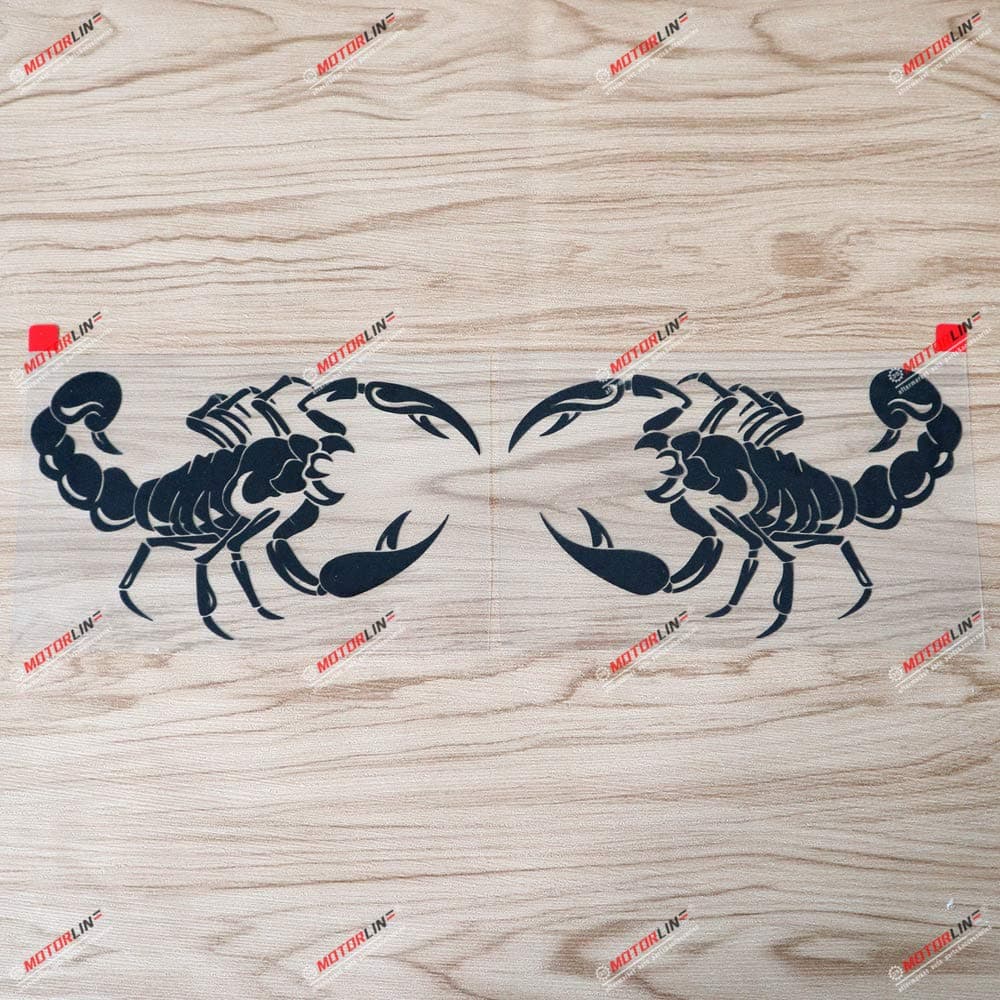3S MOTORLINE Pair Mirror Images 6'' Black Scorpion Decal Bumper Sticker Car Vinyl