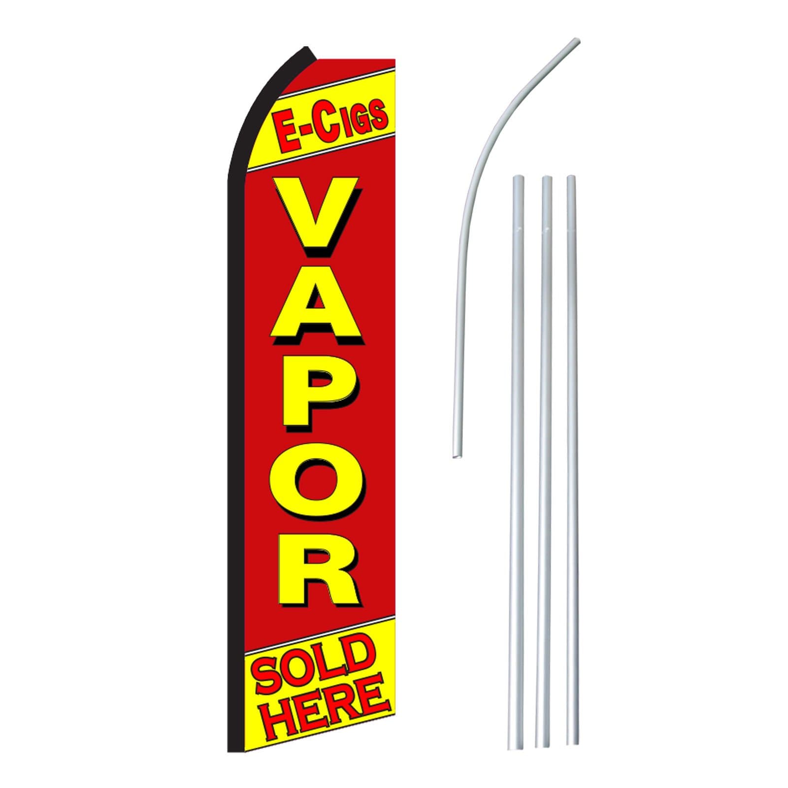 NEOPlex - "E-Cigs Vapor Sold Here" - Floppy Flappy Flutter Flag and Pole Set - Includes 12-Foot NEOPlex Feather Flag with 15-Foot Aluminum Pole (no Mount)