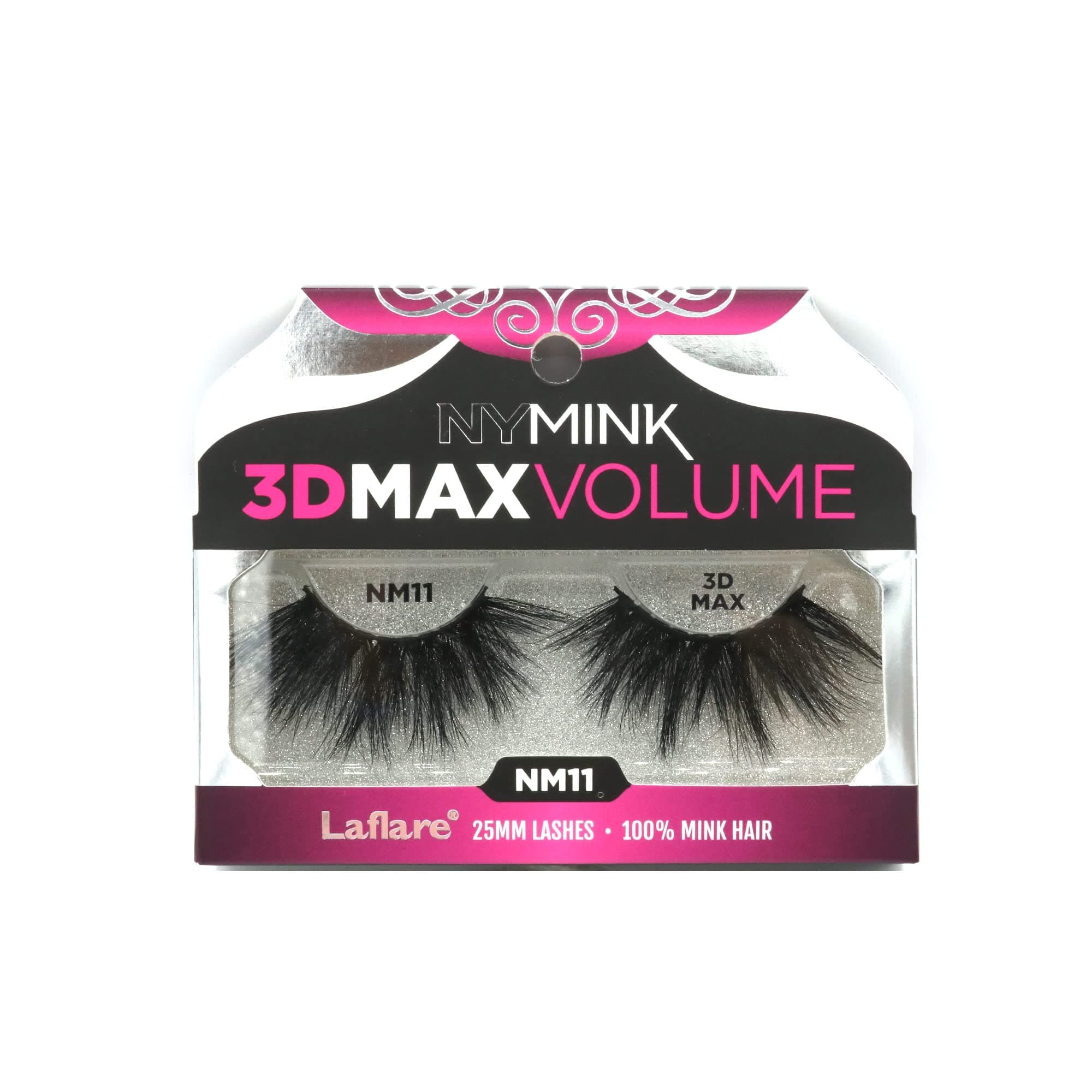 Laflare3D NY MAX VOLUME EyeLashes, 20-25mm Long Dramatic Styles, 100% Real Mink Hair Lashes, Luxury Makeup, Natural, Light, Trendy, Variety, Reusable, Multi Layered Unharmfully Sourced Lashes (NM11)