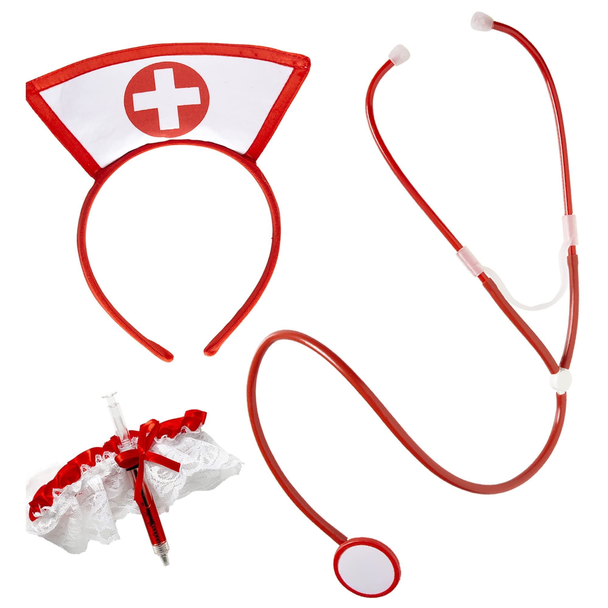 W WIDMANN MILANO Party Fashion NURSE SET (headpiece, garter with syringe, stethoscope) -