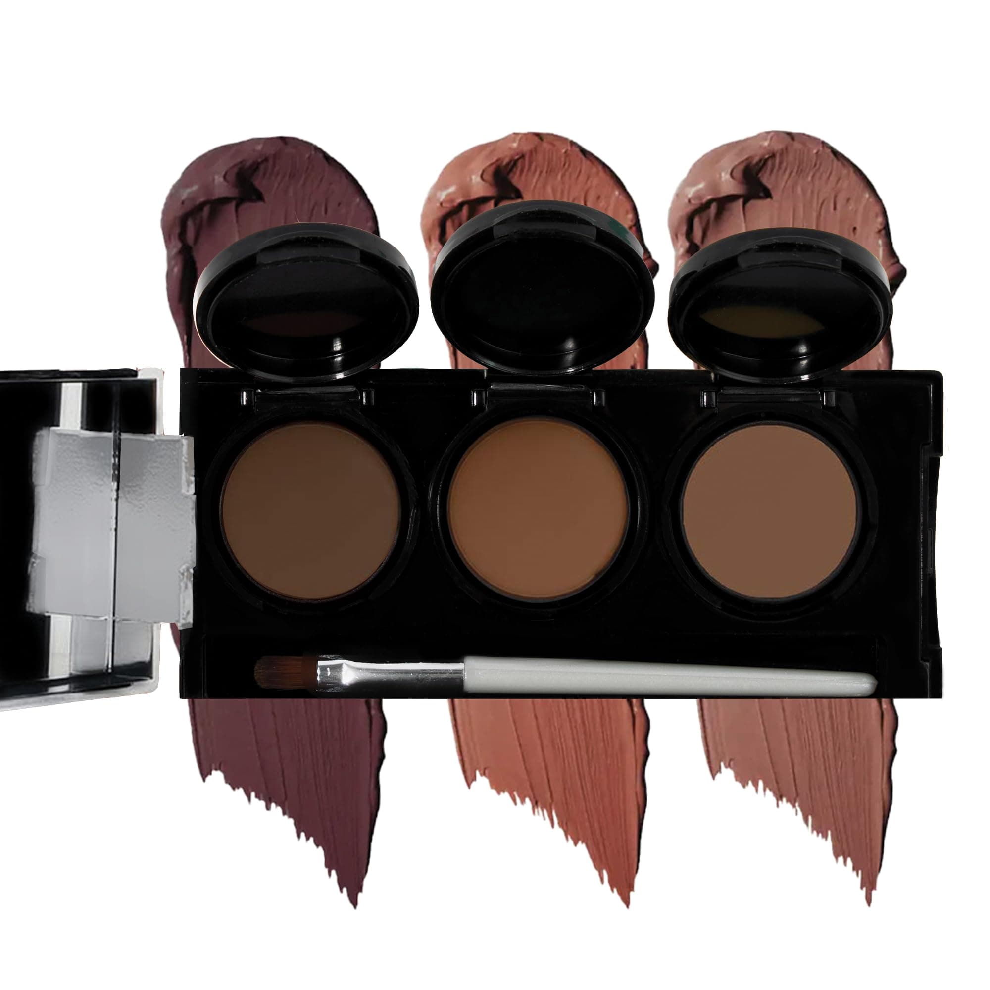 Dermaflage Full Coverage Concealer Palette, Waterproof Concealer Cream, 3 Colors + Brush, by