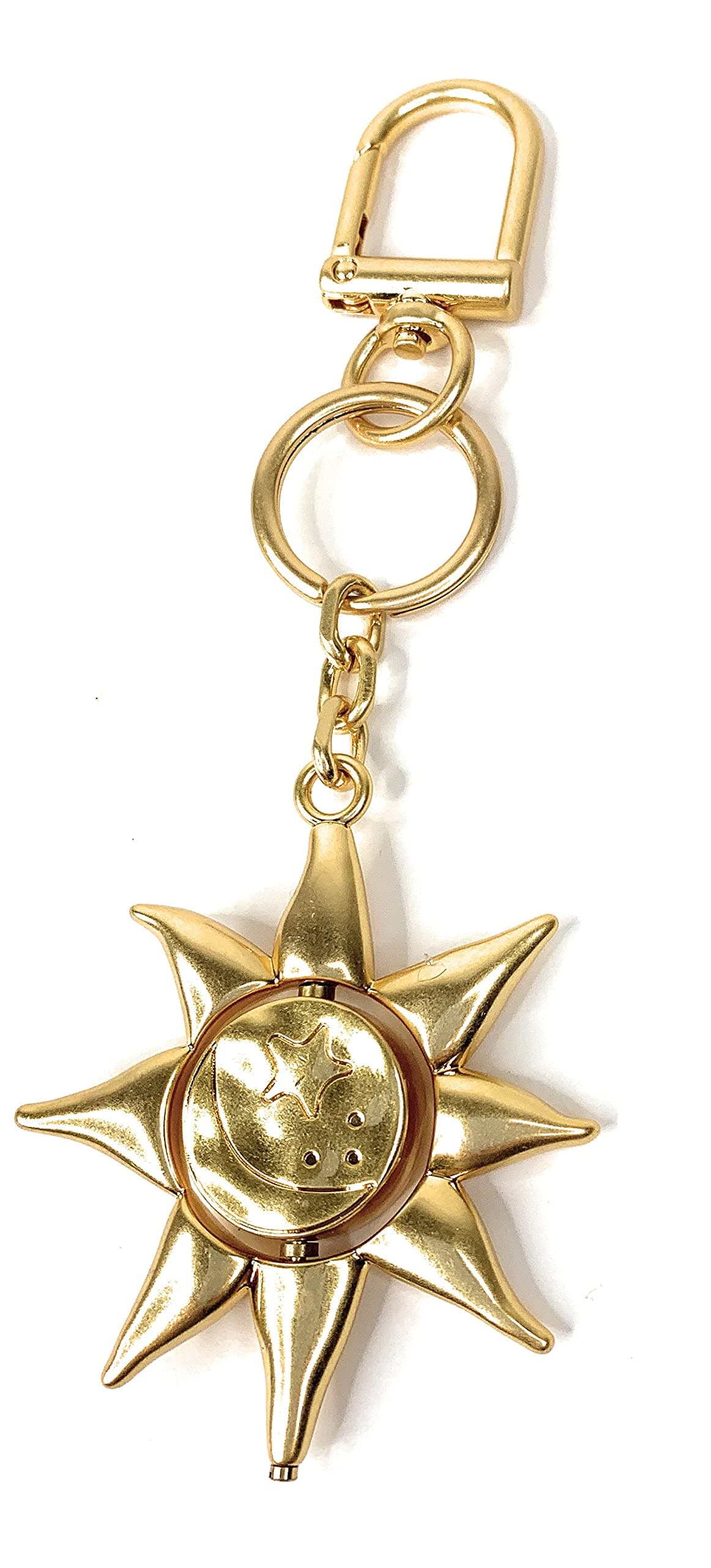 Tory Burch Sun Key Ring Keychain FOB Sun and Moon Logo Goldtone