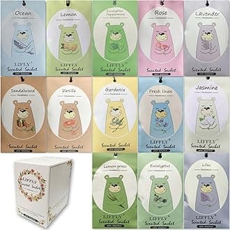 13 Scents Scented Sachets for Drawers and Closets Air Freshener Home Fragrance Sachet Total 14 Packs Gift Box
