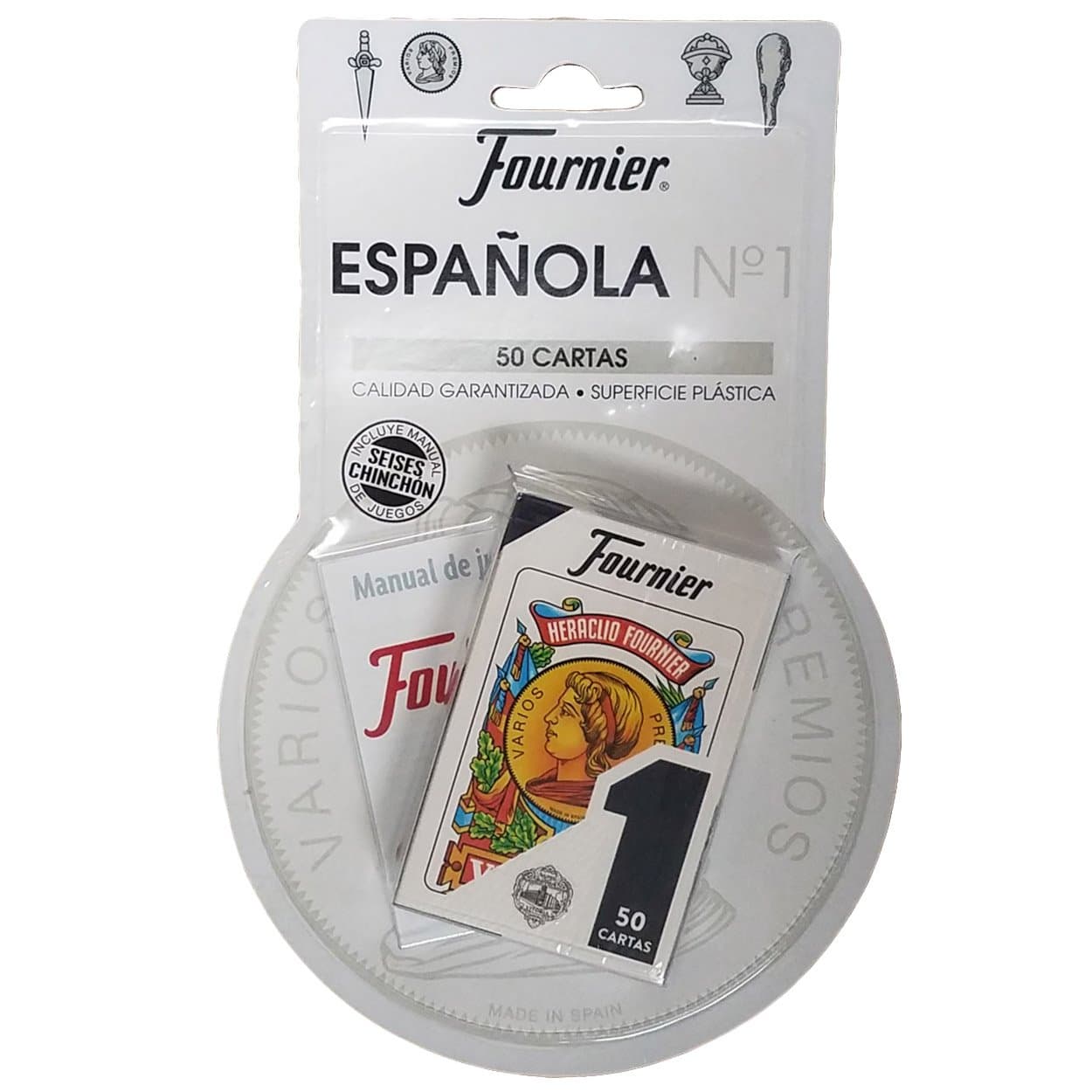 Set of 50 Fournier Spanish Playing Cards Tuck Case SeiSes - Chinchon Instructions - Baraja Española Instrucciones