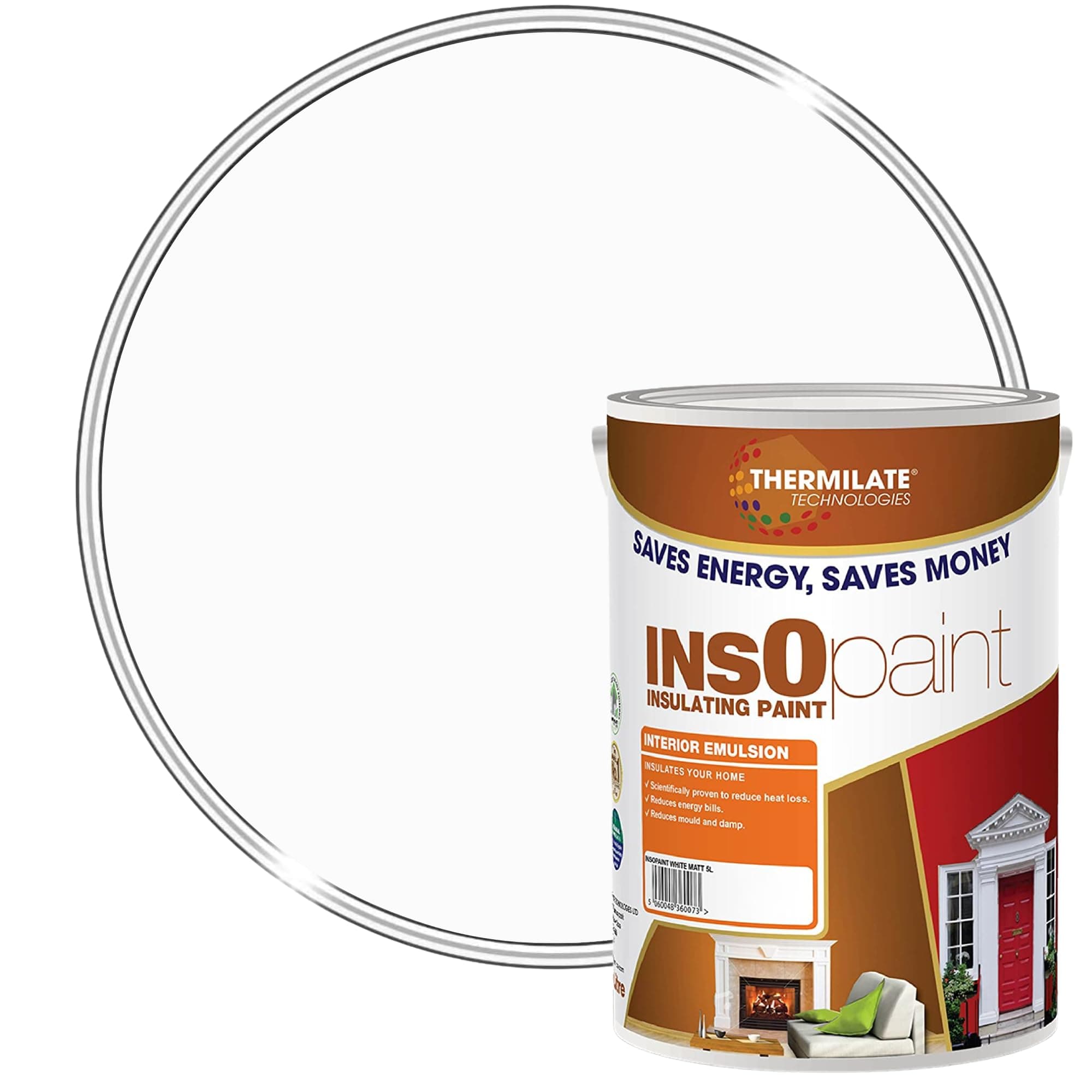 – Thermilate InsOpaint Interior Emulsion Brilliant White 5L – Energy-Saving Insulating Wall & Ceiling Paint - Anti-Mould, Anti-Condensation, Low-Odour Acrylic Emulsion for Homes, Kitchens & Bathrooms