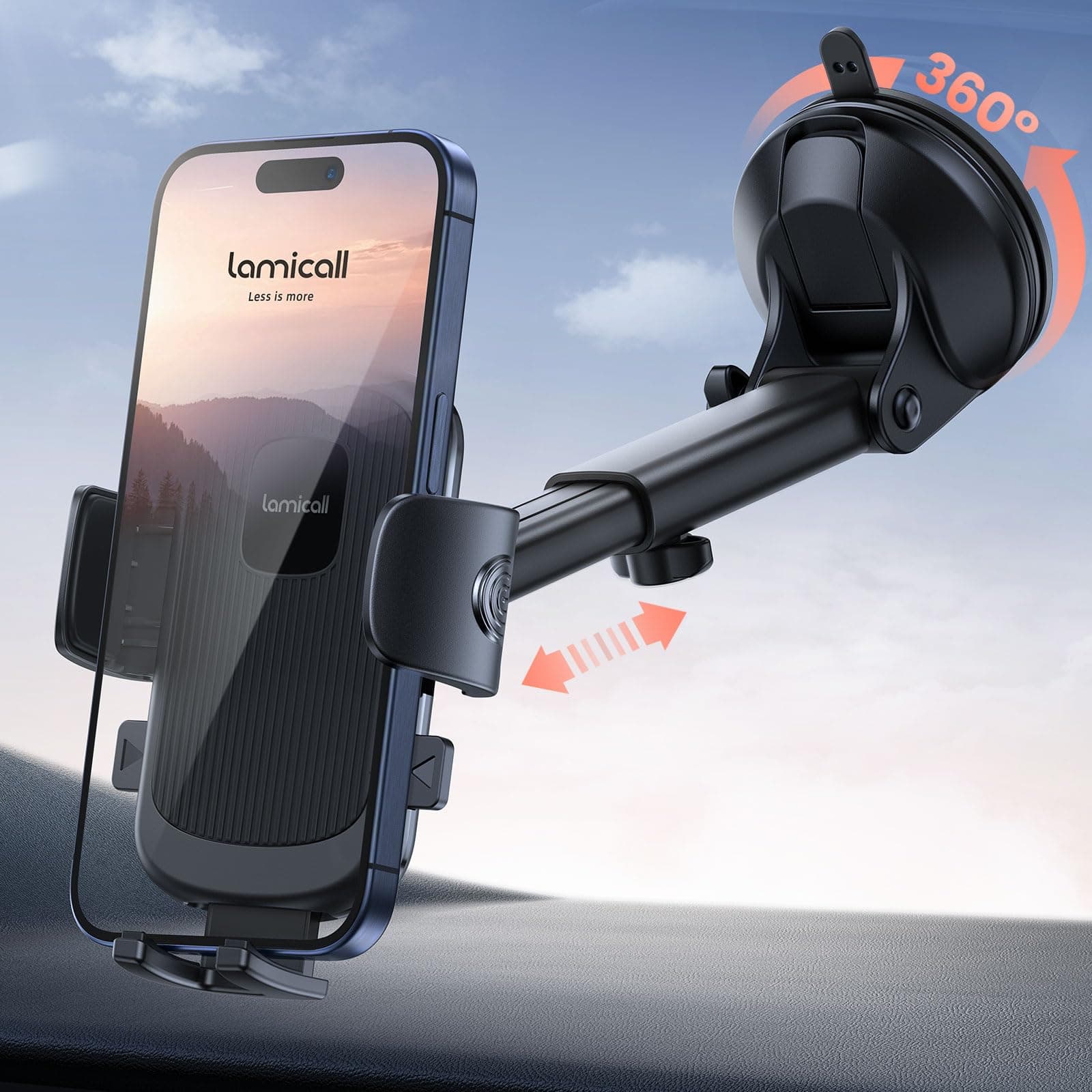 Car Phone Mount - [Strongest Military-Grade Suction Cup] 360° Rotation Phone Holders for Your Car Quick Release Adjustable Phone Mount for Car Dashboard for iPhone 17 16 Pro Max Galaxy Truck