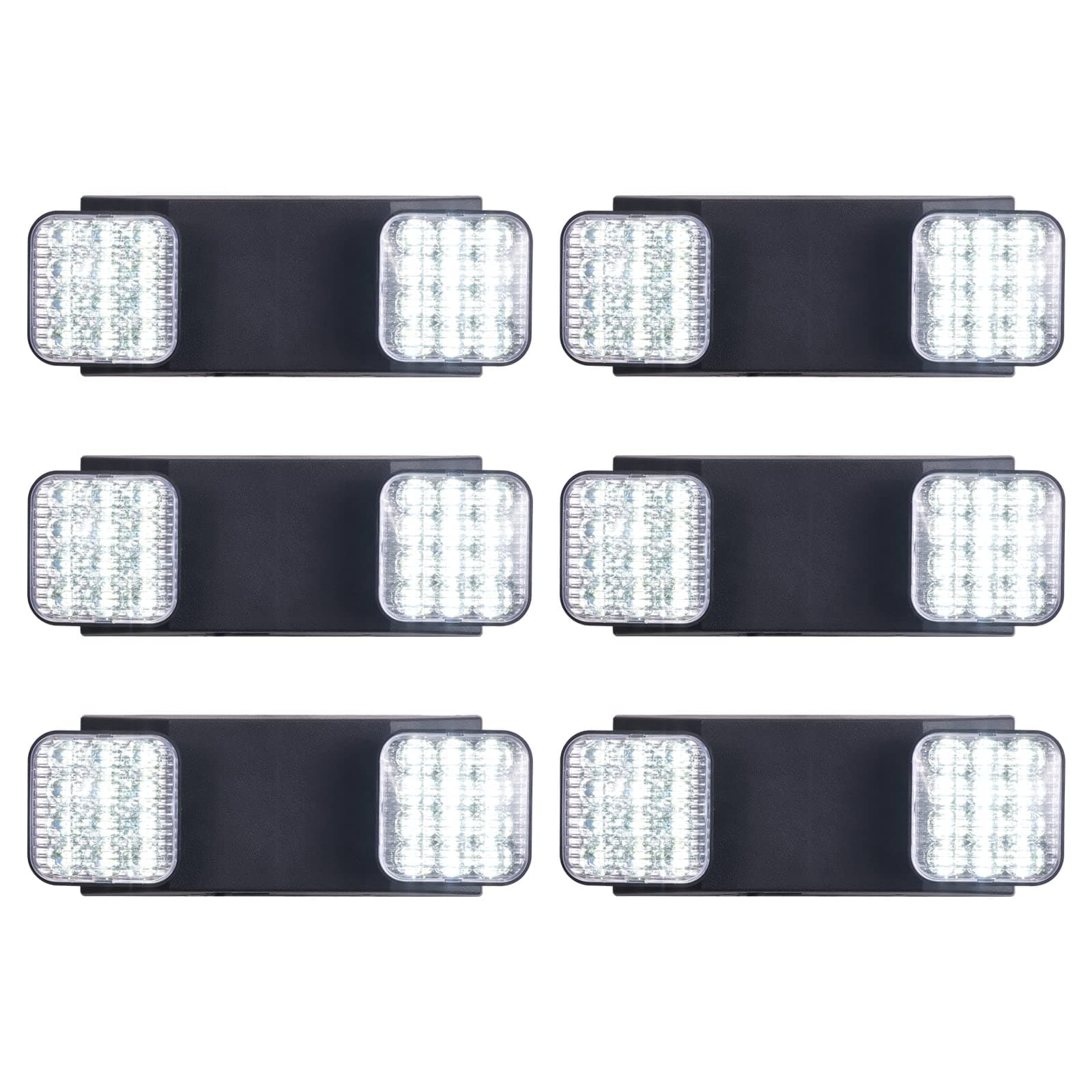 CM MZY Black Emergency Lights with Battery Backup, Commercial Emergency Lighting Fixtures, Two Adjustable LED Light Heads, 120-277V AC, UL Certified 6pcs