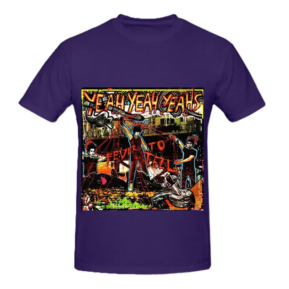 Yeah Yeah Yeahs Fever To Tell Greatest Hits Mens Crew Neck Cotton T Shirt Purple Apparel