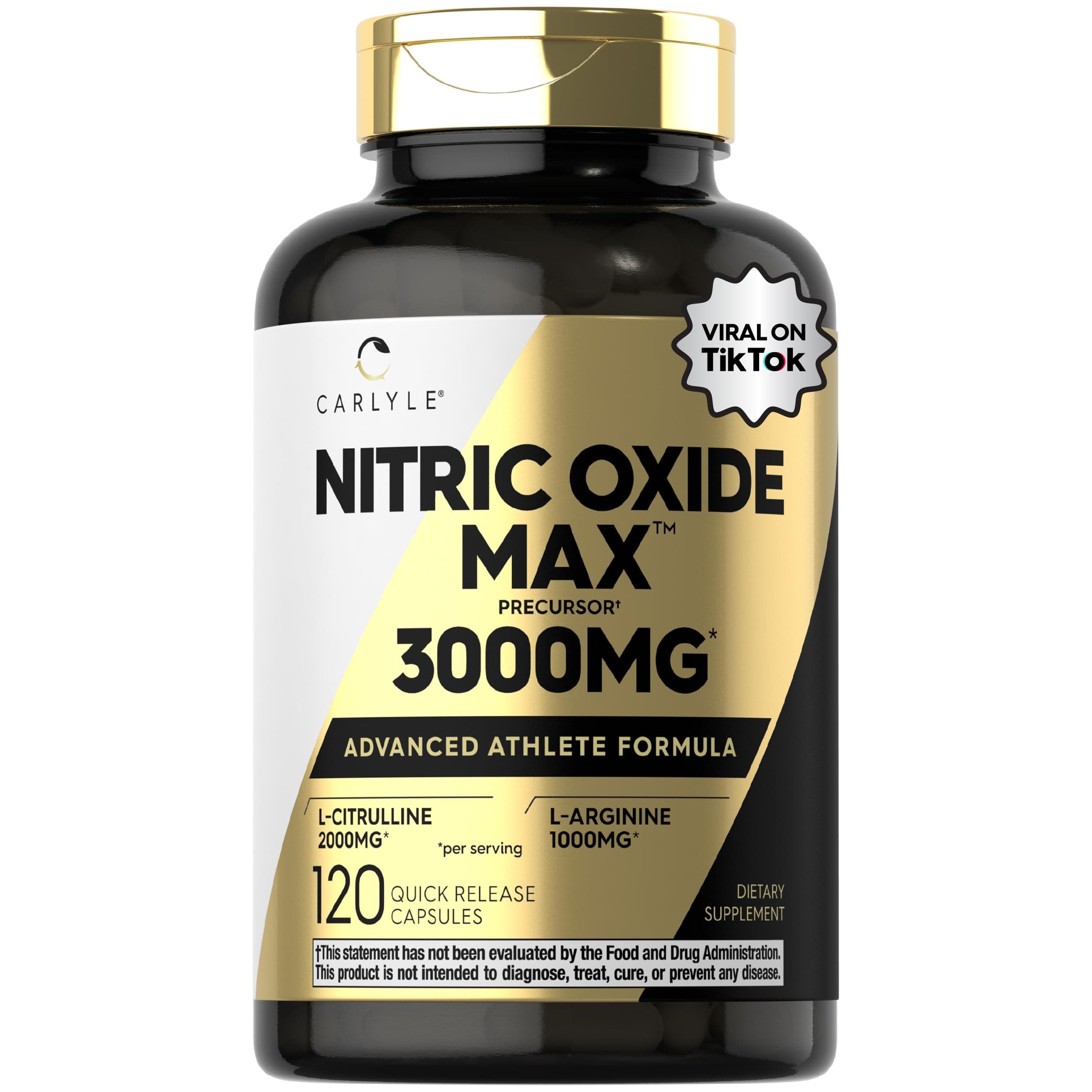 Nitric Oxide Supplement 3000mg | 120 Capsules | with L-Arginine & L-Citrulline | for Men & Women | Pre & Post Workout | Non-GMO, Gluten Free