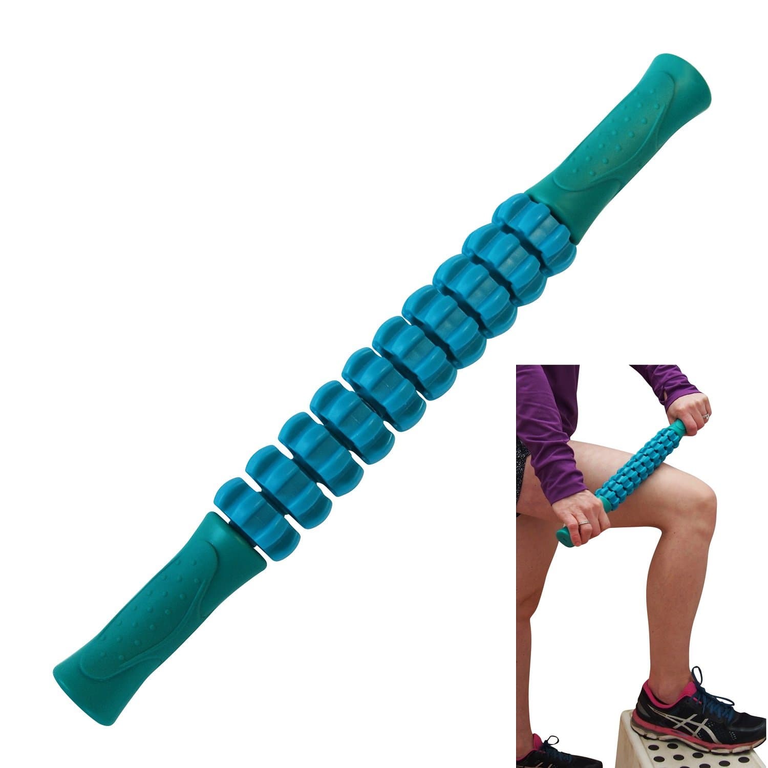 Premium Muscle Roller Stick, Deep Tissue Massage Roller, Castella Primo Massage Stick, Perfect For Pre & Post Workout, Muscle Stretcher, Physical Therapy Equipment Features Round-Notch Massaging Gears