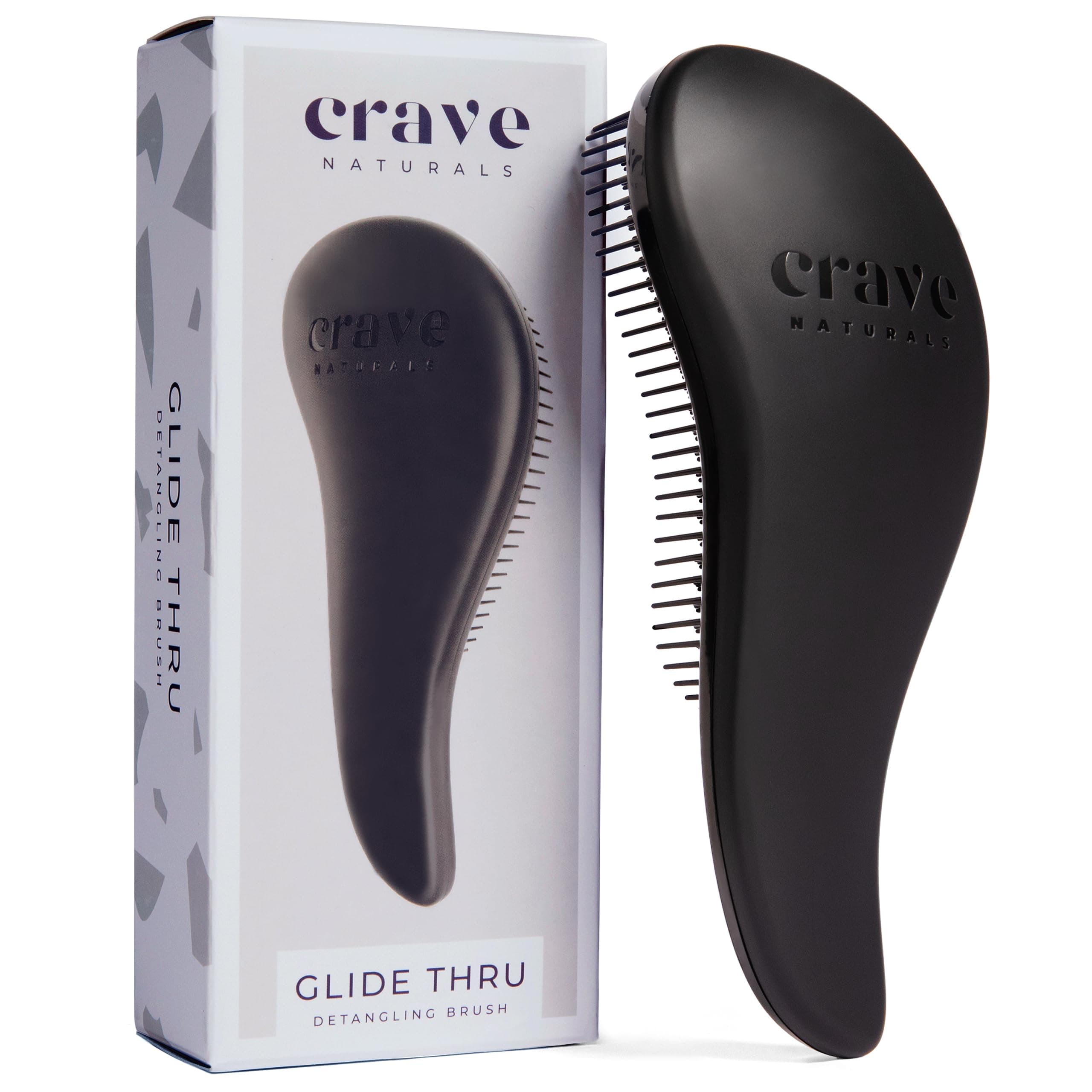 Crave Naturals Glide Thru Detangling Brush for Adults & Kids Hair - Detangler Comb & Hair Brush for , Curly, Straight, Wet or Dry Hair (BLACK)