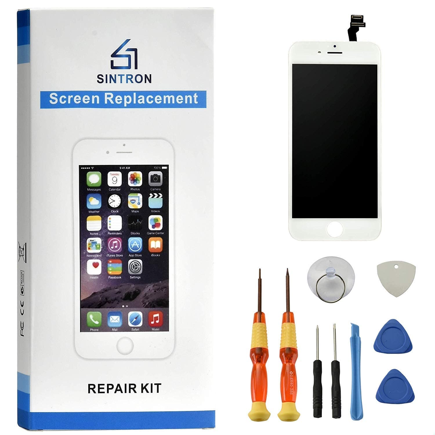 Sintron OEM LCD Screen Replacement - for iPhone 6S Plus 5.5" White LCD Display Touch Screen Digitizer Assembly Repair Replacement Including Free Tools (For iPhone 6S Plus, White)