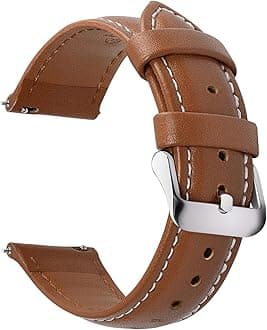 12 Colors for Quick Release Leather Watch Band, Fullmosa Axus Genuine Leather Watch Strap,Brown,22mm