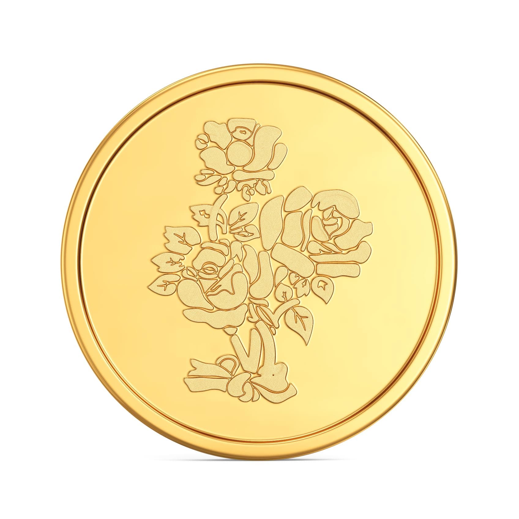 Joyalukkas 22K (916) Purity Gold Coin | Yellow Color | Round Shape | Flower Design.