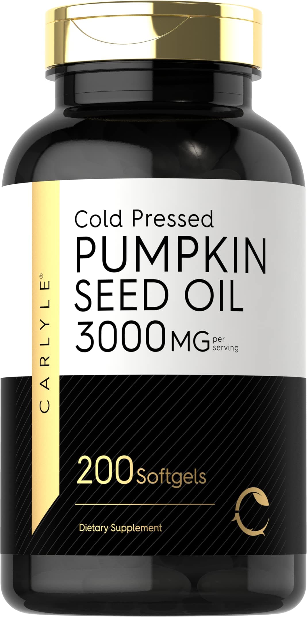 Pumpkin Seed Oil Capsules | 3000mg | 200 Softgels | Essential Fatty Acids | Cold Pressed Dietary Supplement | Non-GMO and Gluten Free Formula