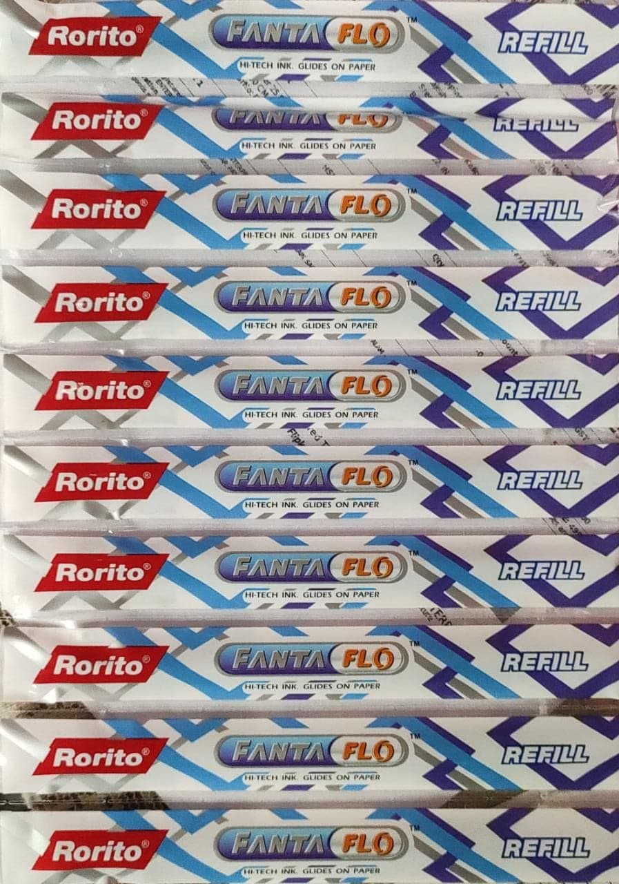 RoritoBlue Fantaflo Fantaflow Refills Pack of 50 Refill Fitted in Fanta flo Ball Pens 1 mm Tip Waterproof Ink