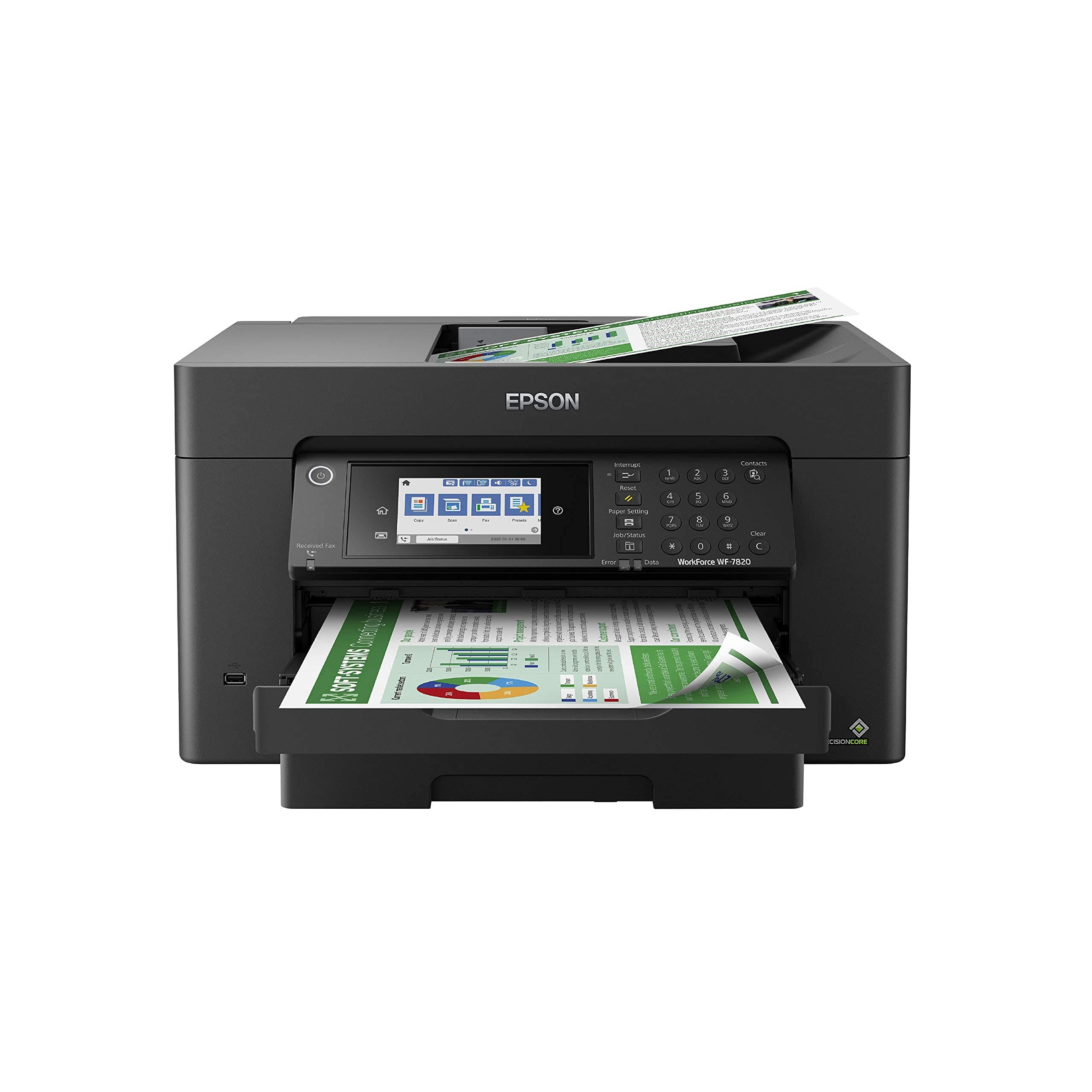 Workforce Pro WF-7820 Wireless All-in-One Wide-Format Printer with Auto 2-Sided Print 13" x 19", Copy, Scan & Fax, 50-Page ADF, 250-sheet Paper Capacity, Works with Alexa, Large Black