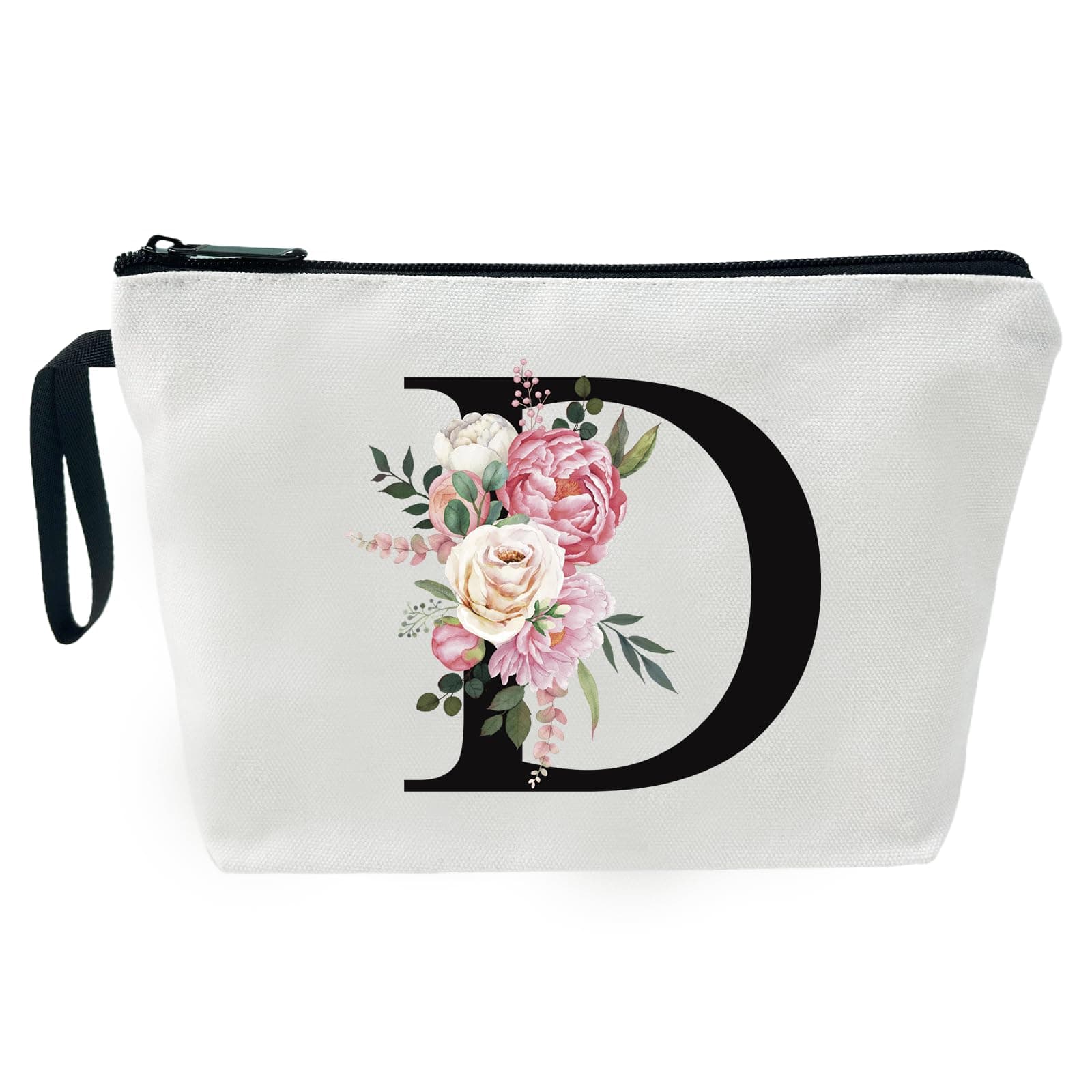 Personalised Makeup Bag Gifts for Women A-Z Make Up Bag Gifts Birthday Gifts for Best Friend Unique Friendship Gifts Thank You Gifts for Women Sister Mum Bride Bridesmaid Cosmetic Bag(D)